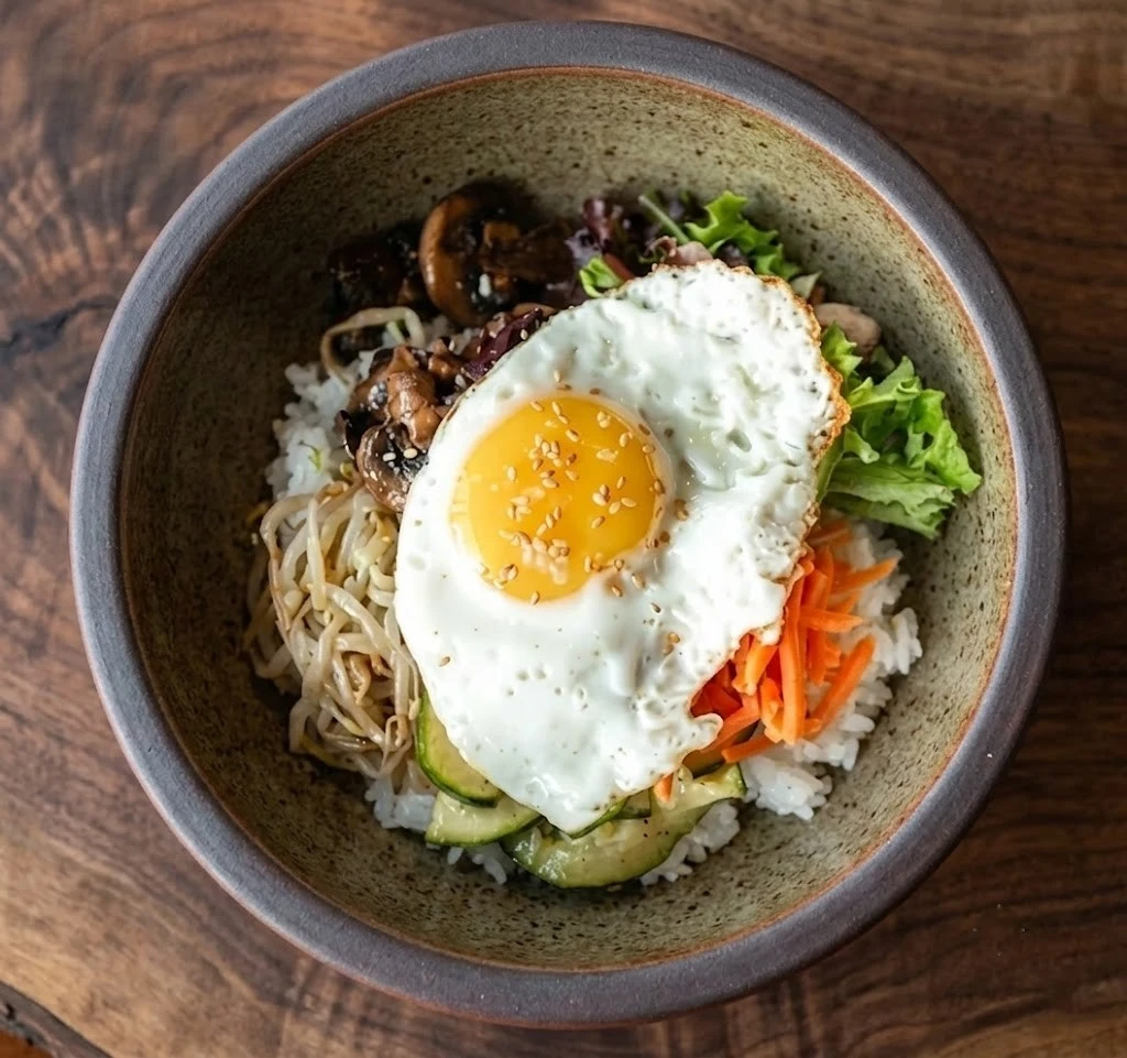 Bibimbap-style Korean rice bowl at Hanyang Restaurant Calgary