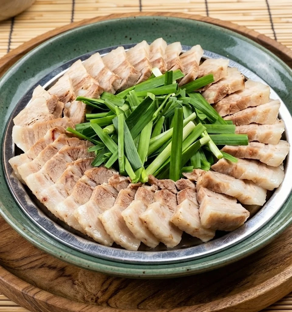 Pork sooyuk boiled pork slices at Hanyang Restaurant Calgary